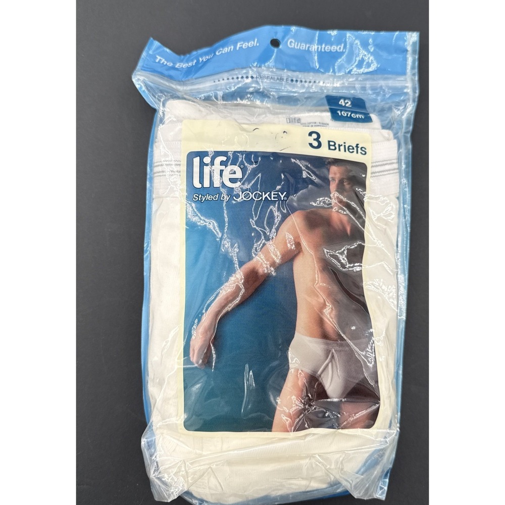 Vtg 05 Life Styled By Jockey 3 Pack White Briefs Men Underwear Cotton NEW XL 42